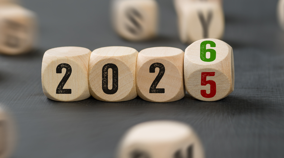 wooden blocks changing from the year 2025 to 2026