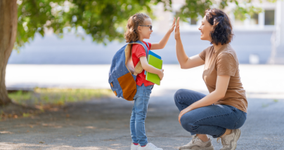 Mother and daughter getting ready for school, highlighting the decision to save for college or retirement first