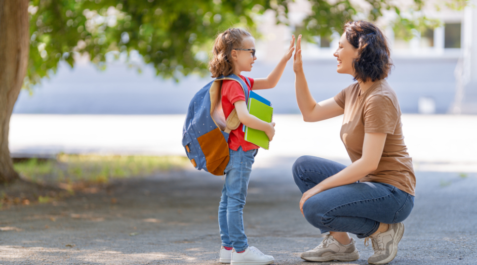Mother and daughter getting ready for school, highlighting the decision to save for college or retirement first