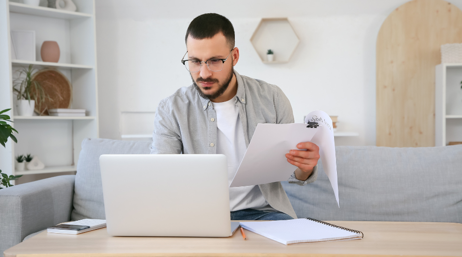 man preparing for his annual financial review